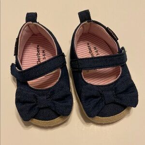 Gerber Baby Girls' Navy Denim Mary Jane Shoes Size 3-6 months
